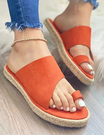 Fashion Orange Flat Hemp Rope Setover Toe Fisherman's Sandals