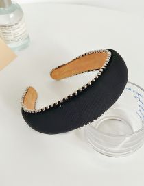 Fashion Black Fabric Nail Beaded Edge Wide Edge Sponge Headband