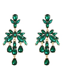 Fashion Green Alloy Diamond Water Drop Geometric Stud Earrings