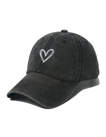 Fashion Black Washed Brim Heart Baseball Cap