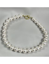 Fashion White Geometric Pearl Beaded Necklace