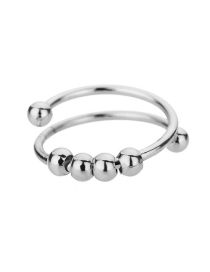 Fashion Platinum Spiral Bead Open Ring