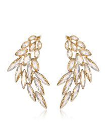Fashion Gold Alloy Diamond Geometric Wing Stud Earrings