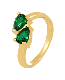 Fashion Green-5 Bronze Zircon Drop Ring