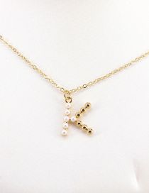 Fashion K Copper Gold Plated Pearl 26 Letter Necklace