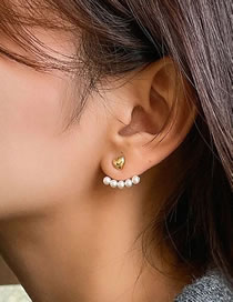 Fashion 9# Geometric Heart Pearl Stud Earrings