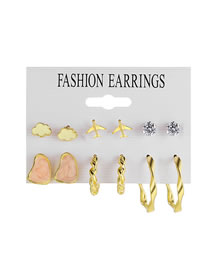 Fashion 6# Alloy Geometric Pearl Hoop Earrings Set