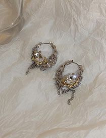 Fashion Silver Alloy Diamond Geometric Chain Tassel Earrings