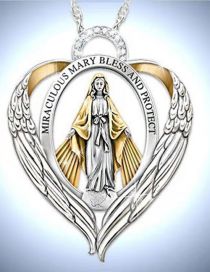 Fashion Angel Heart Necklace Alloy Diamond Virgin Heart Necklace