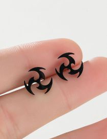 Fashion Black Stainless Steel Geometric Swivel Stud Earrings