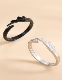 Fashion Black + Silver Alloy Geometric Angel Devil Ring Pair