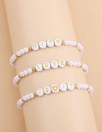 Fashion White Pearl Alphabet Beads Beaded Bracelet Set