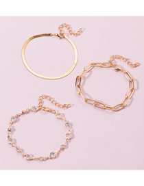 Fashion Gold Alloy Diamond Snake Bone Chain Geometric Bracelet Set