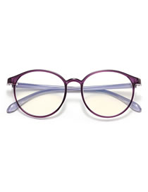 Fashion Bright Violet Eggplant Pc Round Frame Flat Glasses Frame