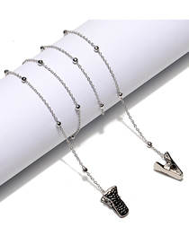 Fashion Silver Alloy Clip Bead Chain Alligator Clip Glasses Chain