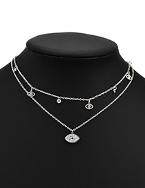 Fashion Silver Alloy Diamond Eye Double Necklace