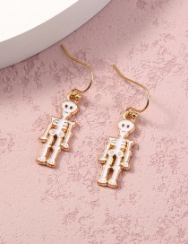 Fashion Gold And White Skull Alloy Drop Oil Halloween Ghost Earrings