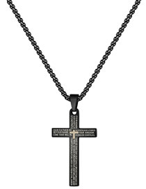 Fashion Black Titanium Steel Cross Scripture Necklace