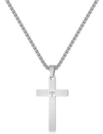 Fashion Steel Color Titanium Steel Cross Scripture Necklace