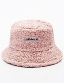 Fashion Pink Lamb Wool Patch Fisherman Hat
