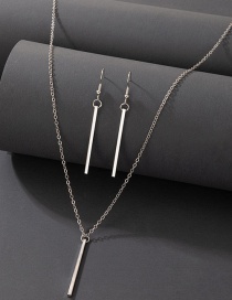 Fashion Silver Color Alloy Geometric Rectangle Earrings Necklace Set