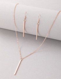 Fashion Rose Gold Color Alloy Geometric Rectangle Earrings Necklace Set