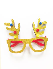 Fashion Golden Cotton Ball Antlers Christmas Wreath Christmas Hat Letters Snowman Geometric Glasses