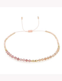 Fashion Pink Geometric Rice Beads Beaded Drawstring Bracelet