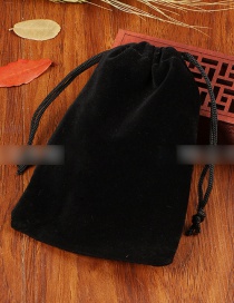 Fashion 7*9cm Black Flannel Drawstring Cloth Bag