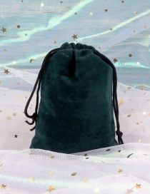 Fashion 9*12cm Dark Green Flannel Drawstring Cloth Bag