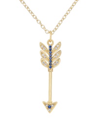 Fashion Blue Copper Inlaid Zirconium Cupid Arrow Necklace