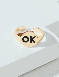 Fashion Gold Metal Letter Open Ring