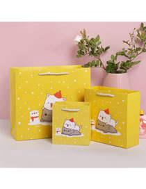 Fashion Yellow Cat Small 14*15*7 Cartoon Print Portable Gift Bag
