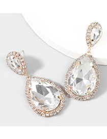 Fashion White Alloy Inlaid Drop-shaped Diamond Earrings