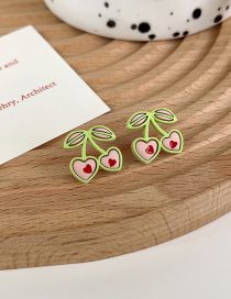 Fashion Pink Alloy Heart Cherry Stud Earrings