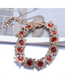 Fashion Red Alloy Diamond Flower Bracelet