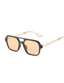 Fashion Black Framed Orange Slices Ac Double Bridge Square Sunglasses
