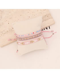 Fashion 3# Pink Geometric Beaded Beaded Braided Bracelet Set