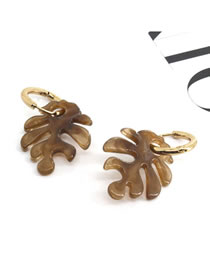 Fashion Dark Brown Resin Geometric Leaf Earrings