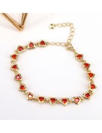 Fashion Orange Metal Heart Zirconium Bracelet
