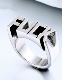 Fashion Silver Alloy Geometric Alphabet Ring