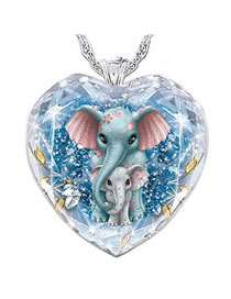 Fashion 0563 Elephant Alloy Geometric Love Crystal Elephant Necklace