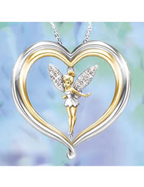 Fashion Love Angel Alloy Diamond Angel Heart Necklace
