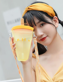 Fashion Yellow Orange Plastic Orange Straw Convenient Strap Water Cup