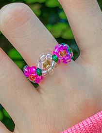 Fashion 9# Crystal Beaded Braided Flower Ring