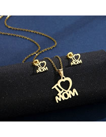 Fashion Gold Titanium Alphabet Heart Stud Necklace Set