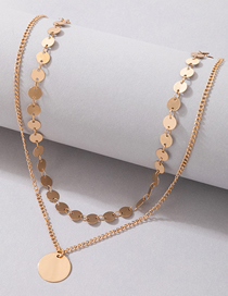 Fashion Gold Alloy Disc Double Layer Necklace