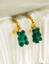 Fashion Pair Of Green Earrings (price For 2 Pairs) Copper Gold Plated Bear Earrings