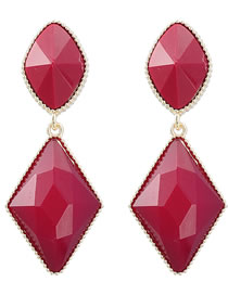 Fashion Dark Red Alloy Resin Diamond Stud Earrings