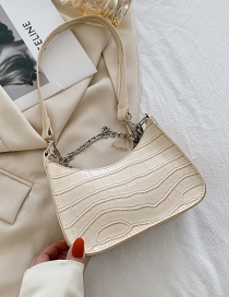 Fashion Beige Crocodile Print Large Capacity Shoulder Bag